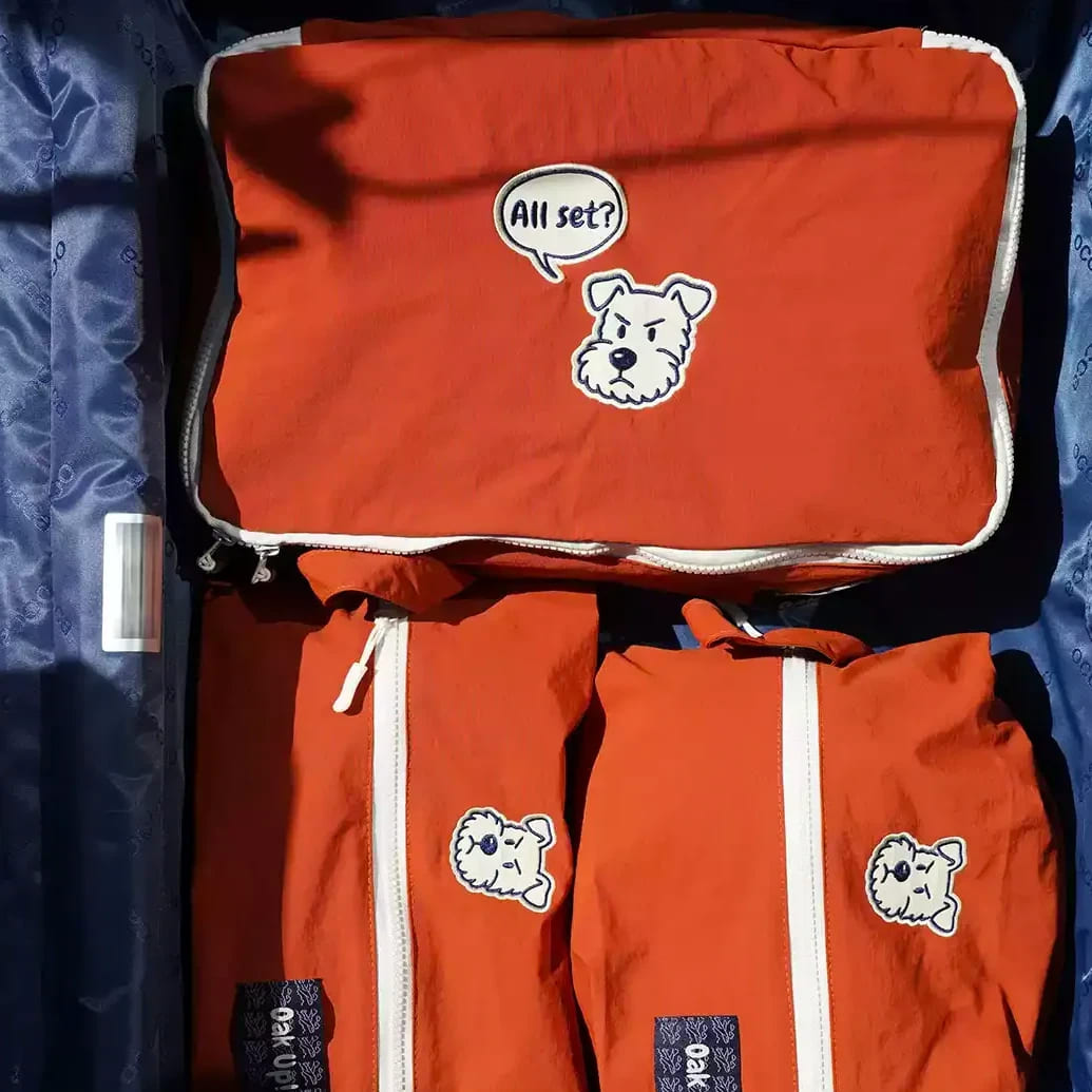 Puppy Travel Packing Cubes - Splash-Resistant Nylon Organizer Bags for Clothes & Toiletries