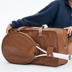 Vintage Tennis Duffle Bag - Large Capacity Leather Sports & Travel Bag with Detachable Racket Pouch