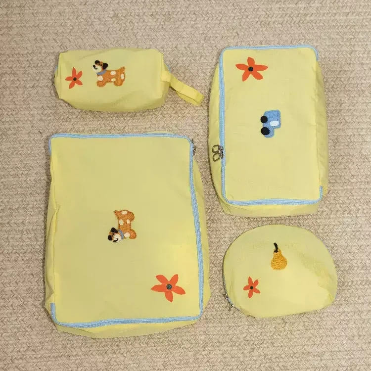 Spring Pup Travel Organizer Set - 4-Piece Waterproof Luggage Packing Cubes with Toiletry Bag