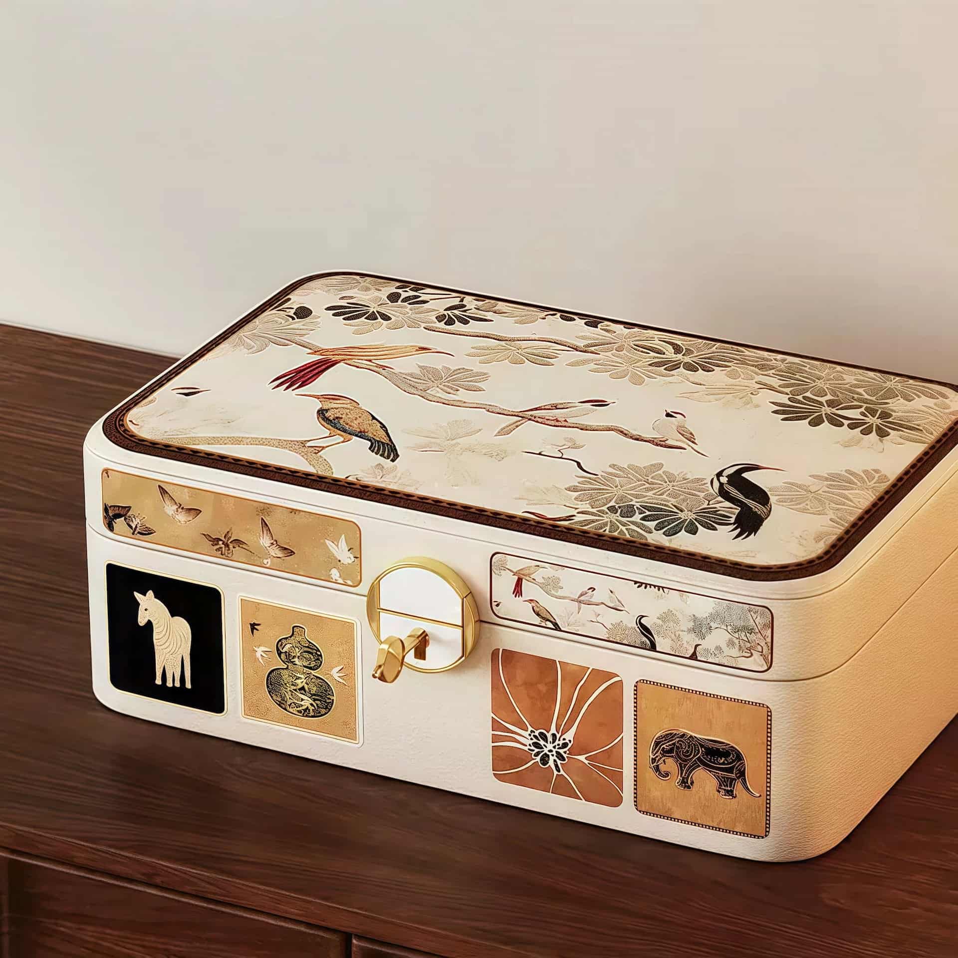 Elegant Leather Jewelry Box with Lock